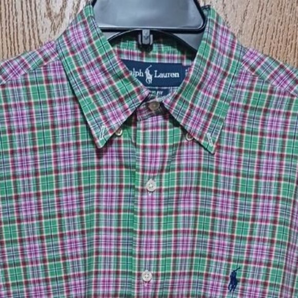 Polo (Ralph Lauren Shirt)-(Red/Green-Plaid)-(Size M)-(Pre-owned)-$30.00 - Picture 3 of 4